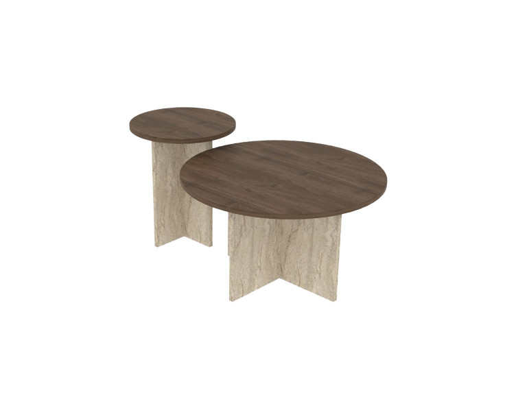 Private" houten salontafel set 70 x 70 x 40 cm - Notelaar