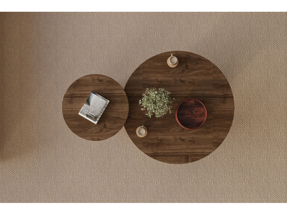 Private" houten salontafel set 70 x 70 x 40 cm - Notelaar