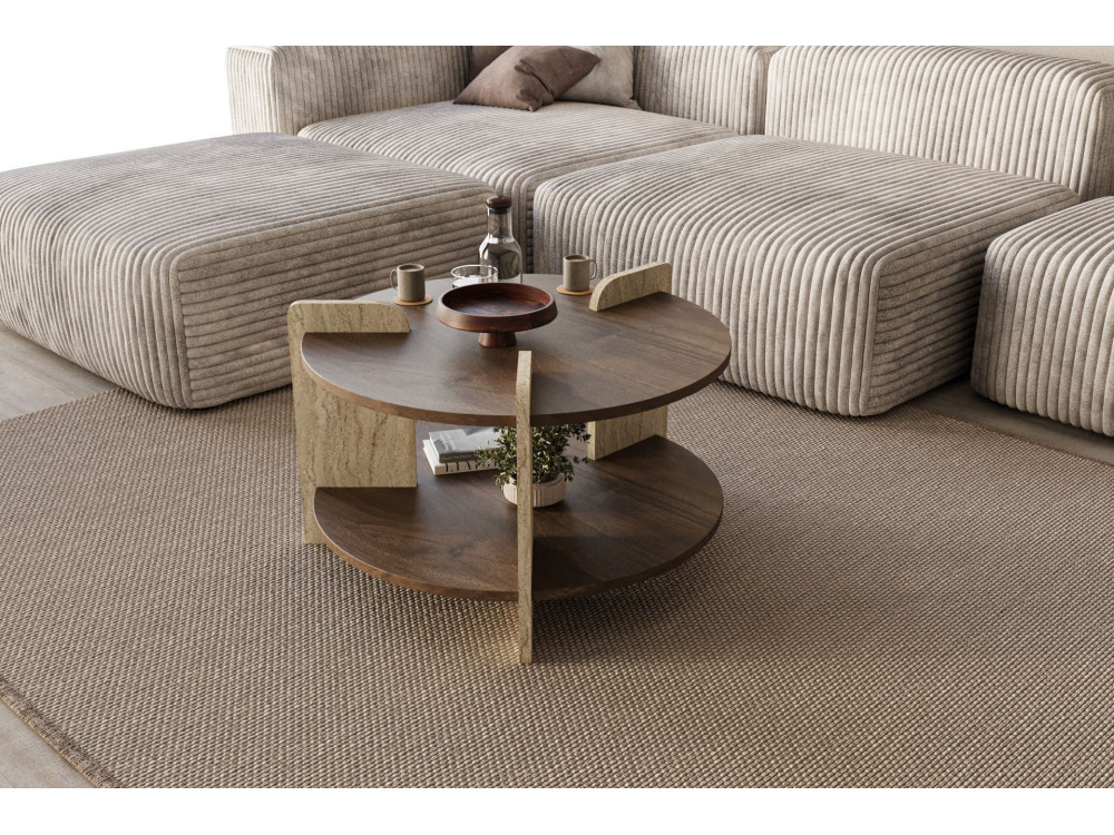 Houten salontafel "Oalla" 70 x 70 x 45 cm - Notelaar