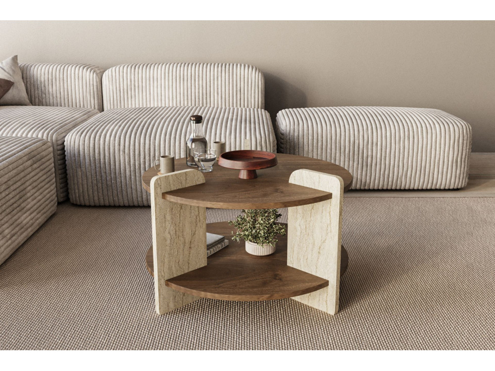 Houten salontafel "Oalla" 70 x 70 x 45 cm - Notelaar