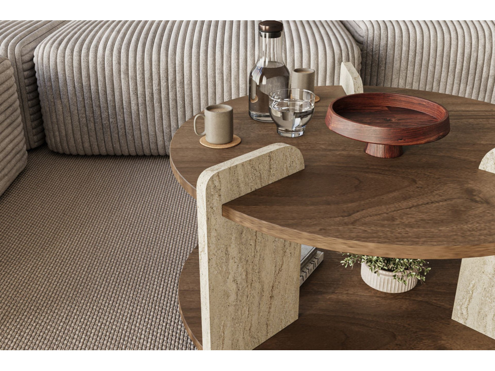 Houten salontafel "Oalla" 70 x 70 x 45 cm - Notelaar