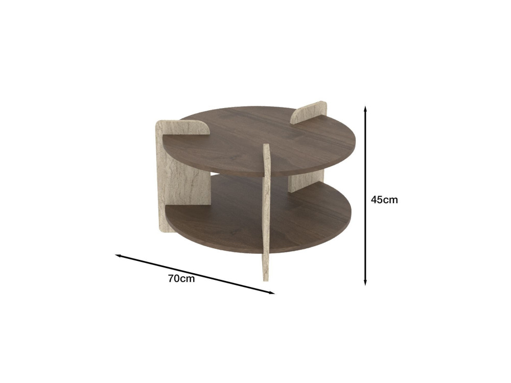 Houten salontafel "Oalla" 70 x 70 x 45 cm - Notelaar