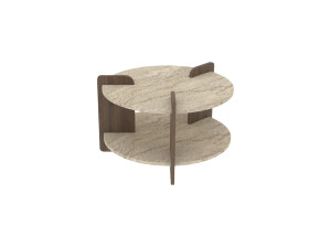 Houten salontafel "Oalla" 70 x 70 x 45 cm - Travertin