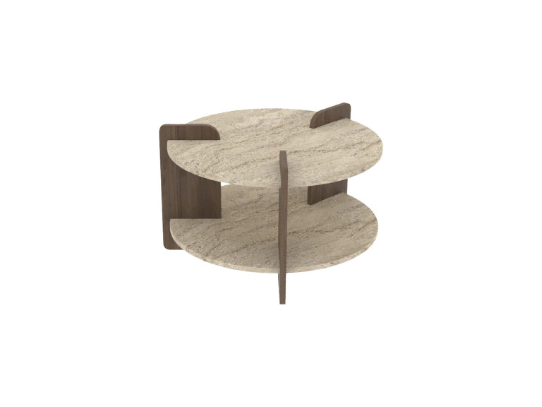 Houten salontafel "Oalla" 70 x 70 x 45 cm - Travertin