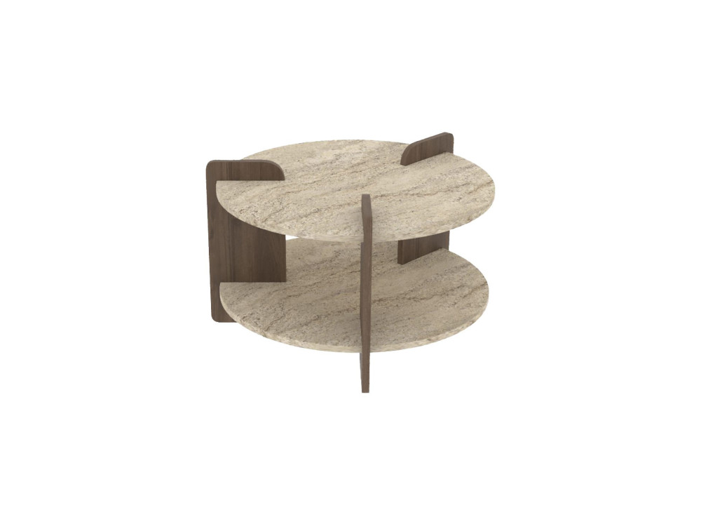 Houten salontafel "Oalla" 70 x 70 x 45 cm - Travertin