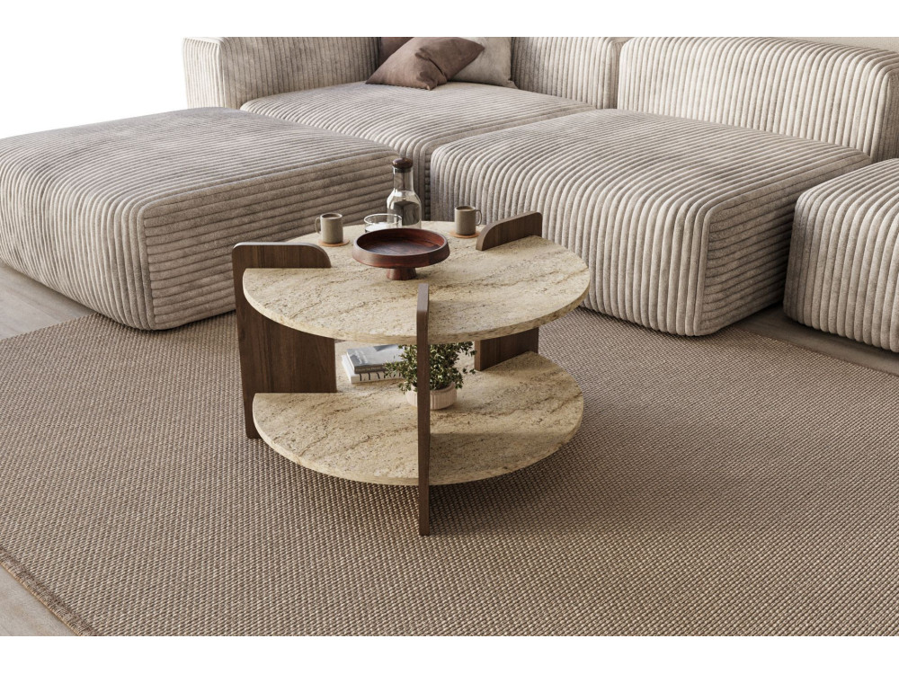 Houten salontafel "Oalla" 70 x 70 x 45 cm - Travertin