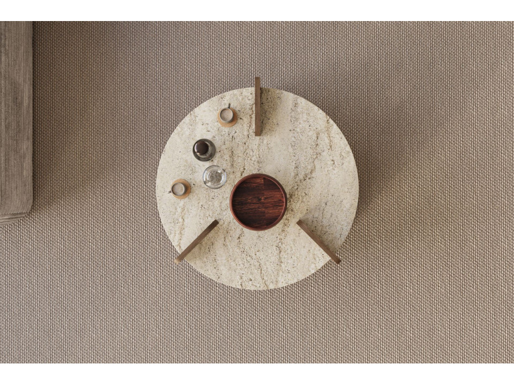 Houten salontafel "Oalla" 70 x 70 x 45 cm - Travertin
