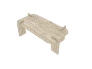 Lovge" houten salontafel 120 x 60 x 35 cm - Travertin