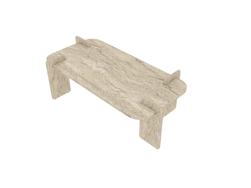 Lovge" houten salontafel 120 x 60 x 35 cm - Travertin