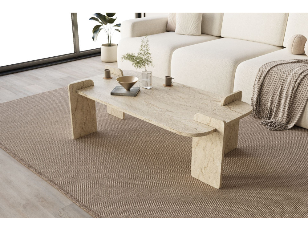 Lovge" houten salontafel 120 x 60 x 35 cm - Travertin
