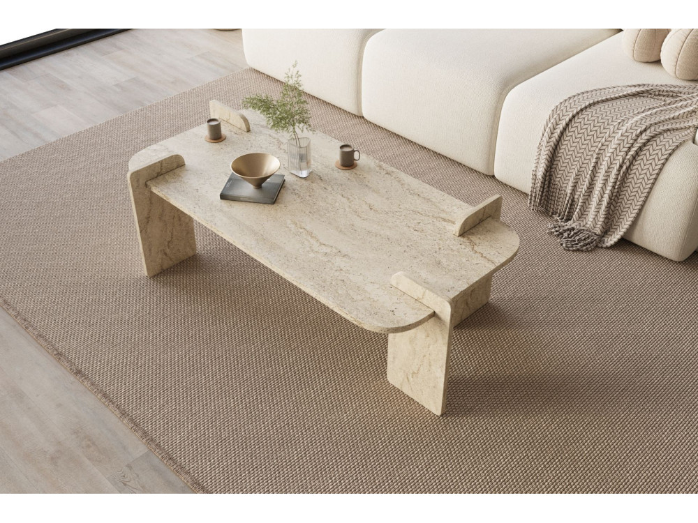 Lovge" houten salontafel 120 x 60 x 35 cm - Travertin