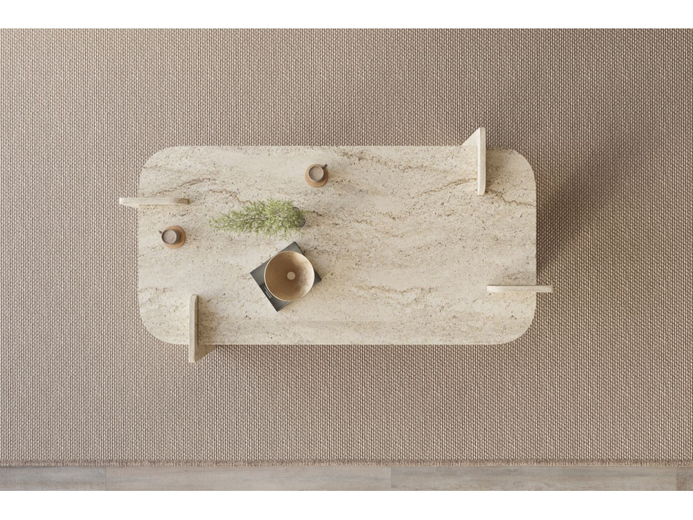 Lovge" houten salontafel 120 x 60 x 35 cm - Travertin