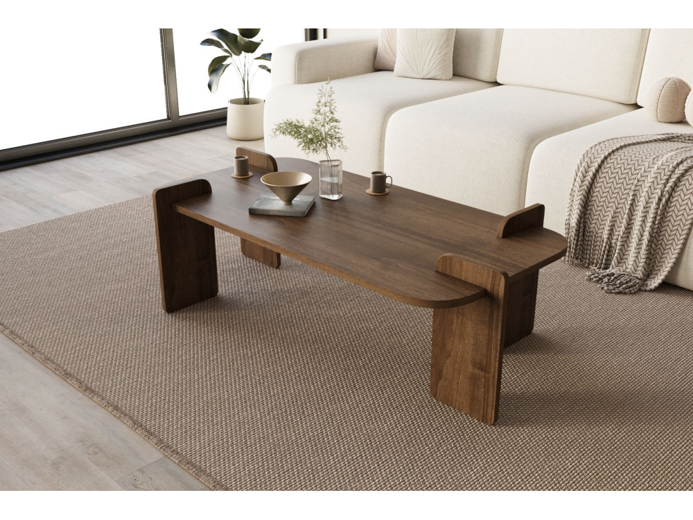 Lovge" houten salontafel 120 x 60 x 35 cm - Notelaar