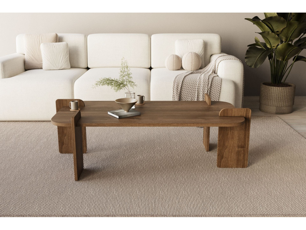 Lovge" houten salontafel 120 x 60 x 35 cm - Notelaar
