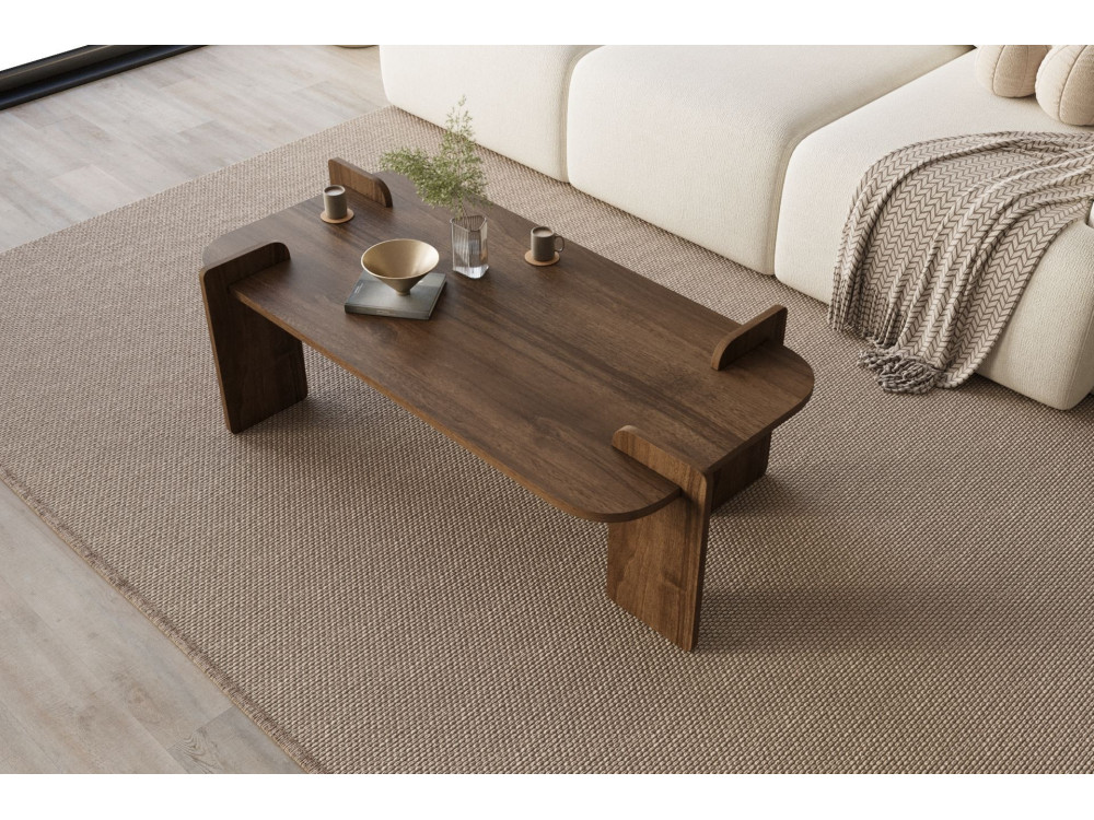 Lovge" houten salontafel 120 x 60 x 35 cm - Notelaar