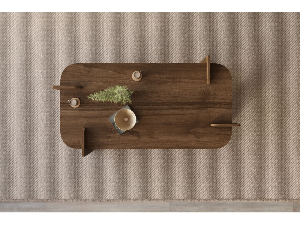 Lovge" houten salontafel 120 x 60 x 35 cm - Notelaar