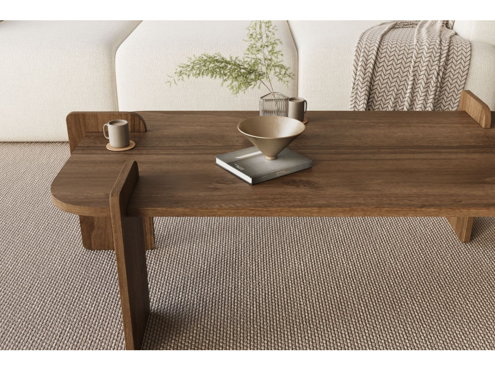Lovge" houten salontafel 120 x 60 x 35 cm - Notelaar