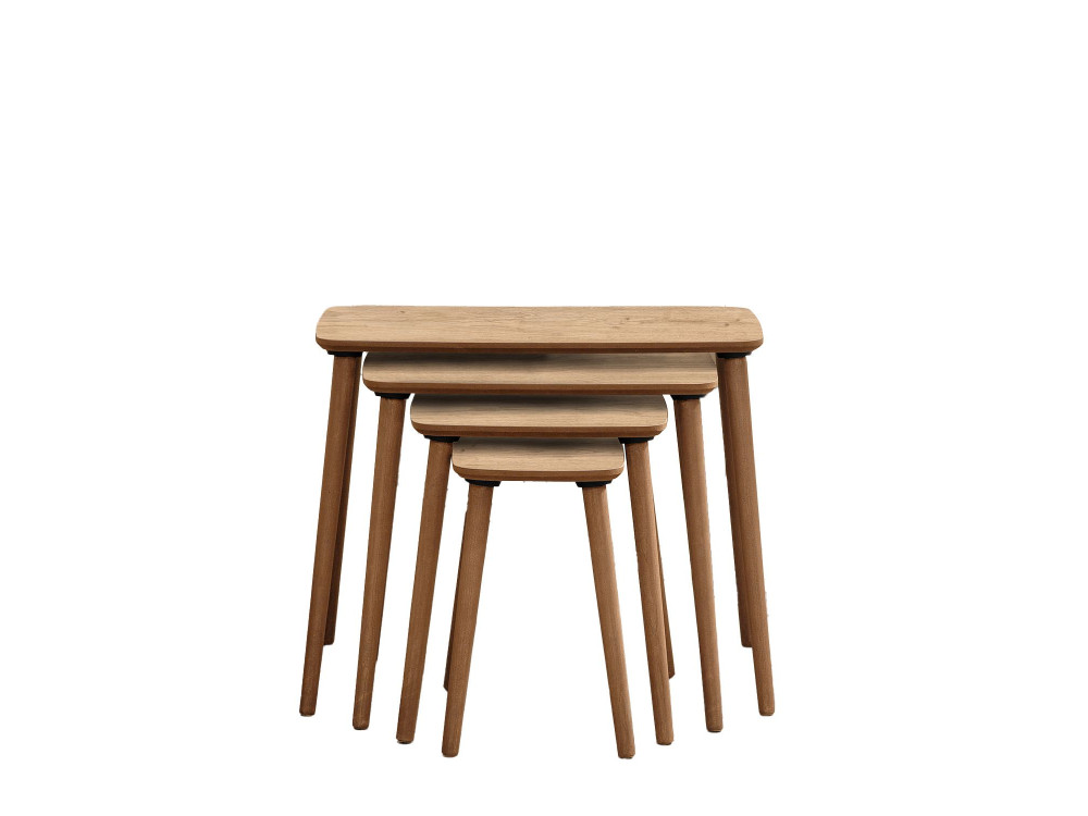 Luci" 4-delige houten nesttafel 70 x 40 x 55 cm - Eik
