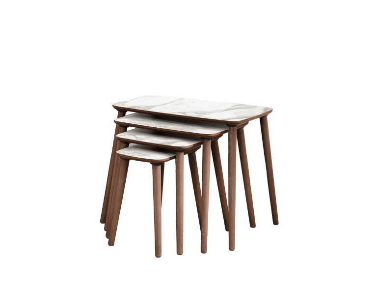 Luci" 4-delige houten nesttafel 70 x 40 x 55 cm - Wit