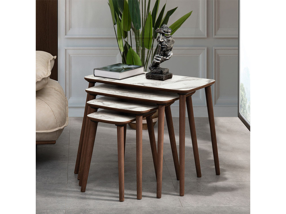 Luci" 4-delige houten nesttafel 70 x 40 x 55 cm - Wit