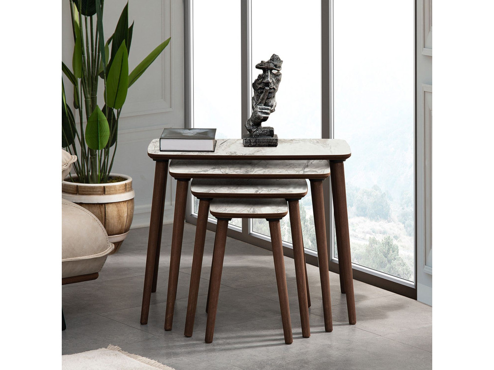 Luci" 4-delige houten nesttafel 70 x 40 x 55 cm - Wit