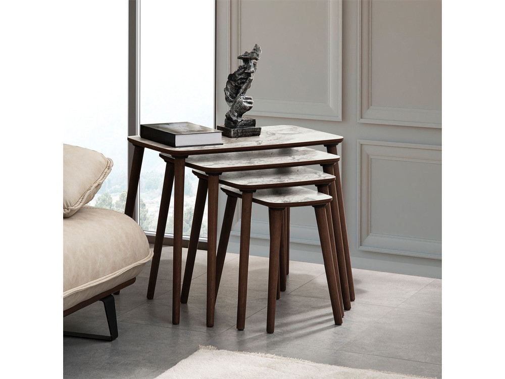 Luci" 4-delige houten nesttafel 70 x 40 x 55 cm - Wit