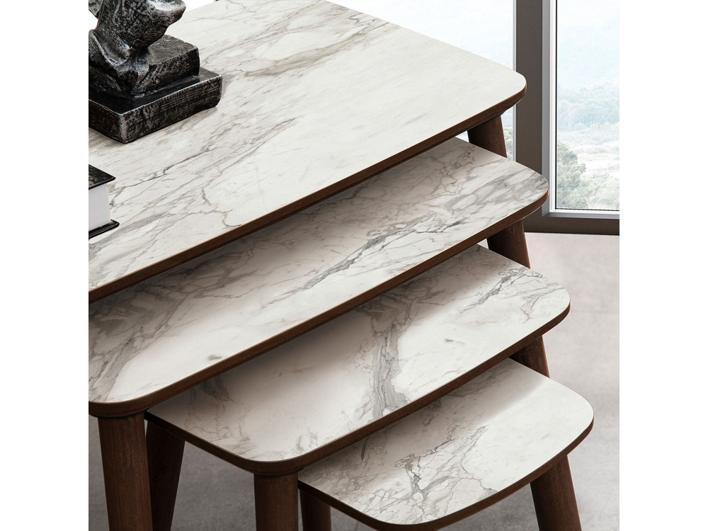 Luci" 4-delige houten nesttafel 70 x 40 x 55 cm - Wit