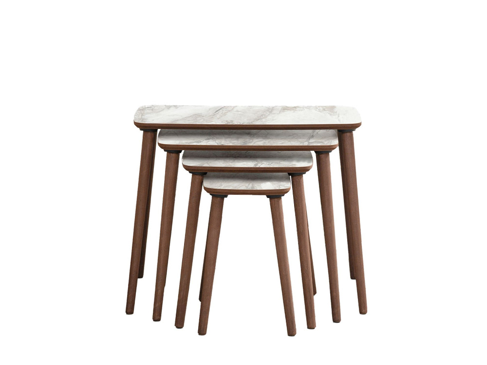 Luci" 4-delige houten nesttafel 70 x 40 x 55 cm - Wit