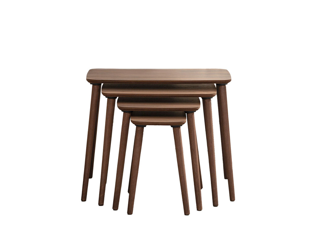 Luci" 4-delige houten nesttafel 70 x 40 x 55 cm - Notenhout