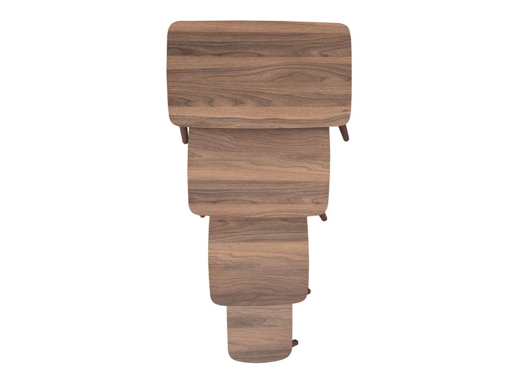 Luci" 4-delige houten nesttafel 70 x 40 x 55 cm - Notenhout