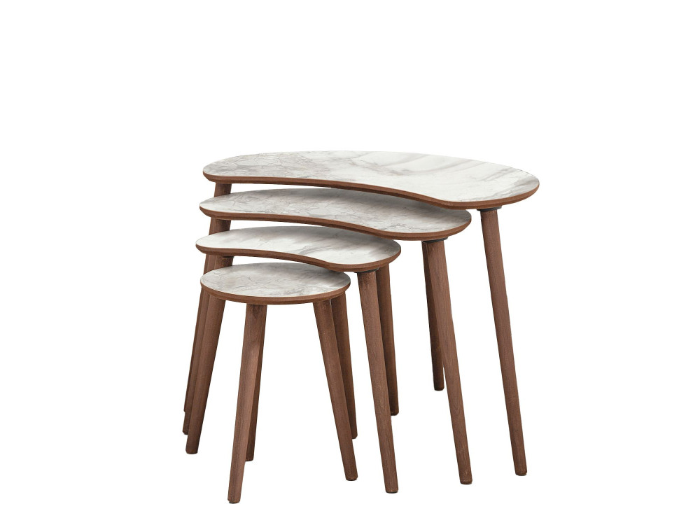 Moon" houten nesttafel (4 stuks) 40 x 75 x 55 cm - Wit