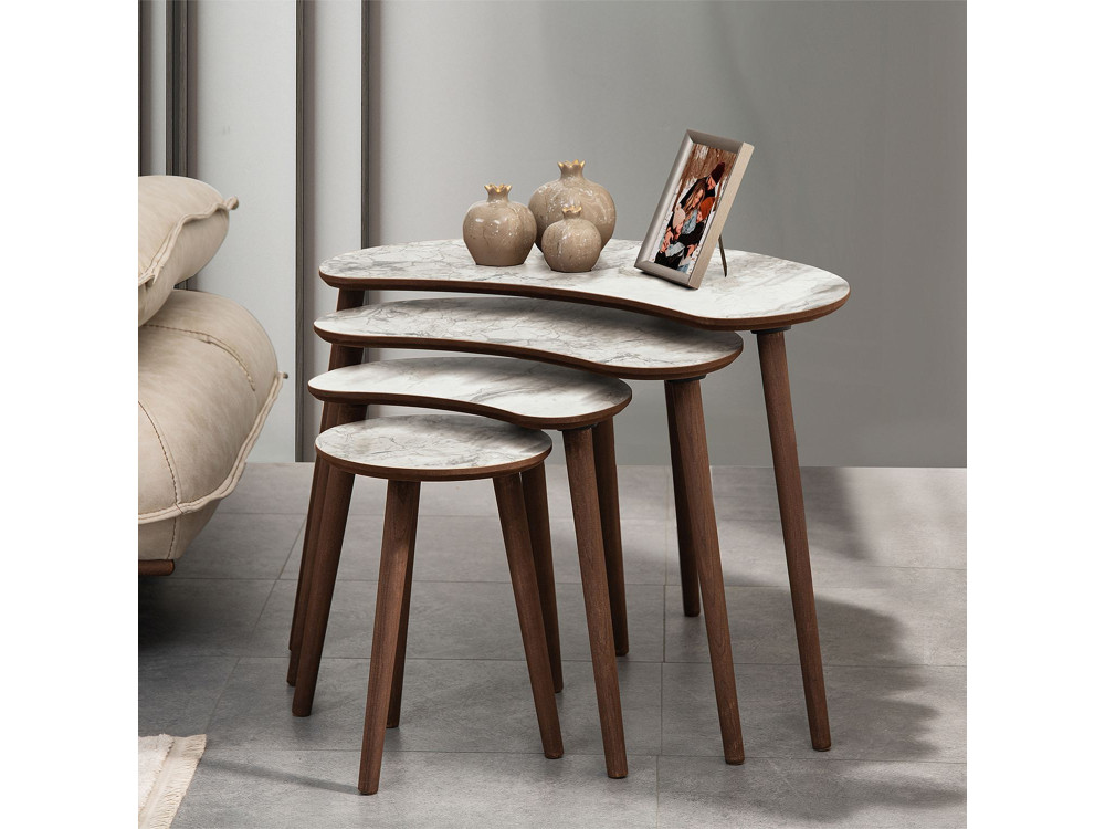 Moon" houten nesttafel (4 stuks) 40 x 75 x 55 cm - Wit