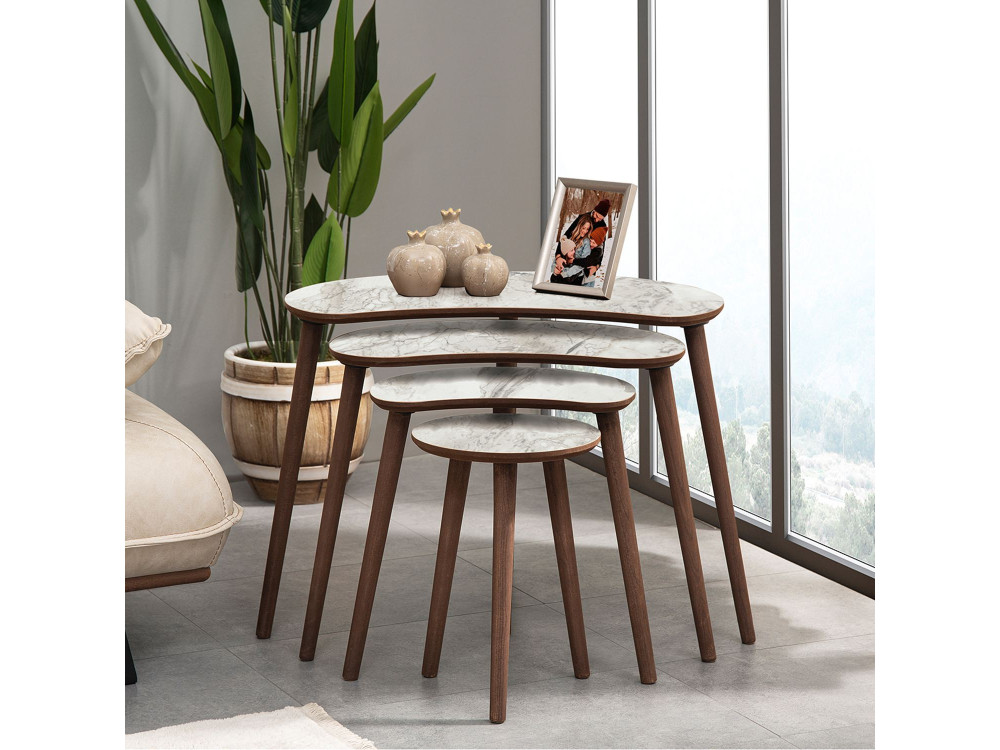 Moon" houten nesttafel (4 stuks) 40 x 75 x 55 cm - Wit