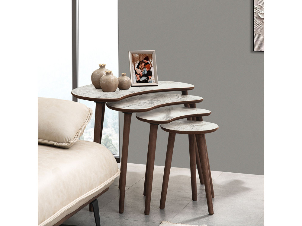 Moon" houten nesttafel (4 stuks) 40 x 75 x 55 cm - Wit