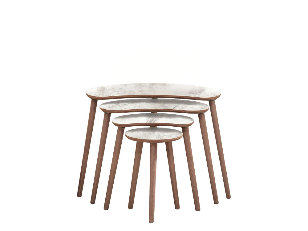 Moon" houten nesttafel (4 stuks) 40 x 75 x 55 cm - Wit