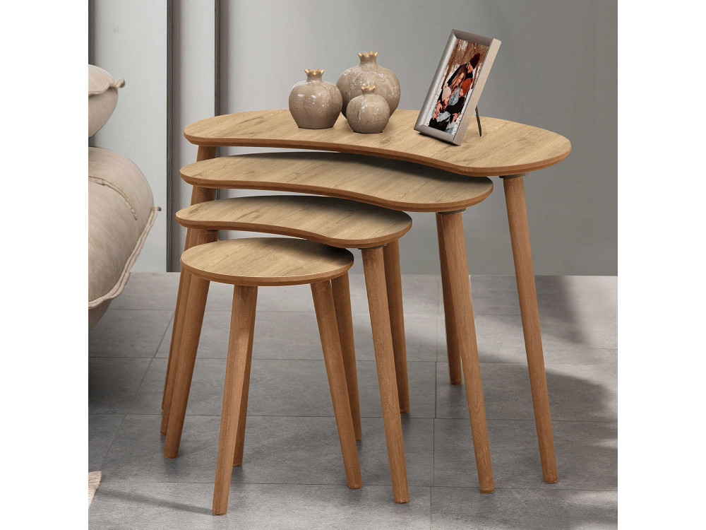 Moon" houten nesttafel (4 stuks) 40 x 75 x 55 cm - Eik