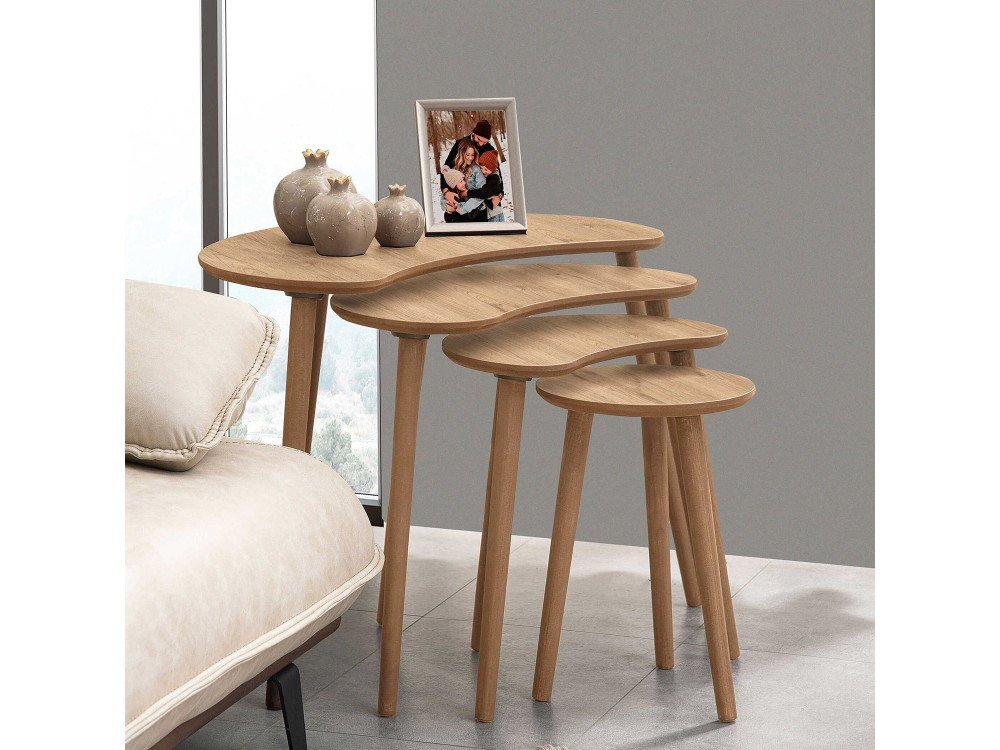 Moon" houten nesttafel (4 stuks) 40 x 75 x 55 cm - Eik