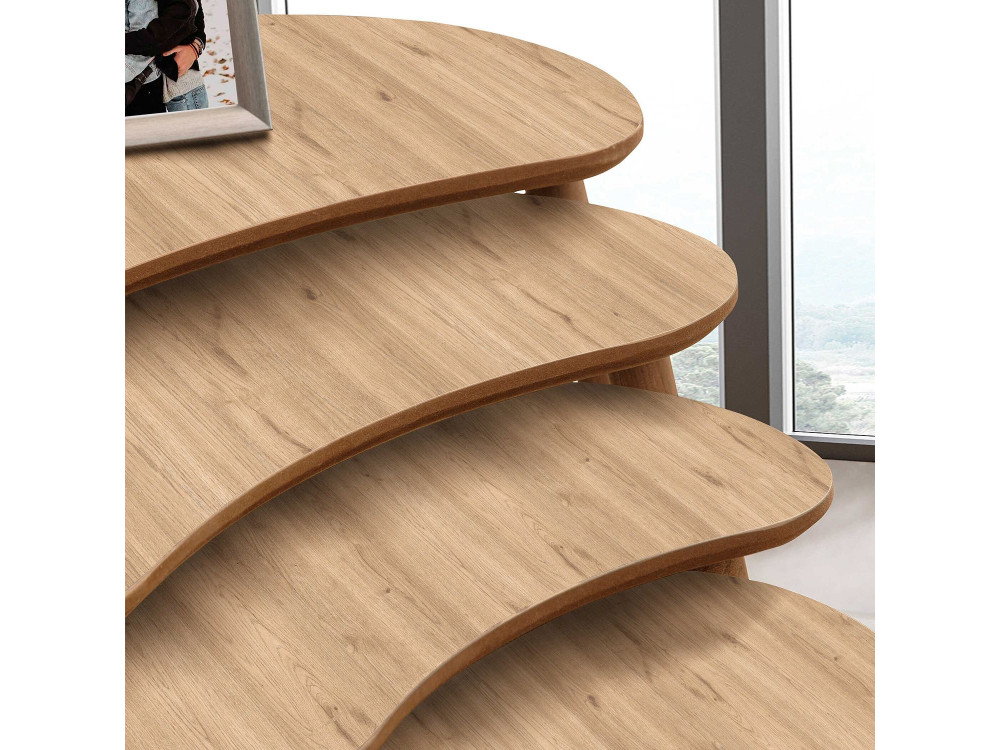 Moon" houten nesttafel (4 stuks) 40 x 75 x 55 cm - Eik