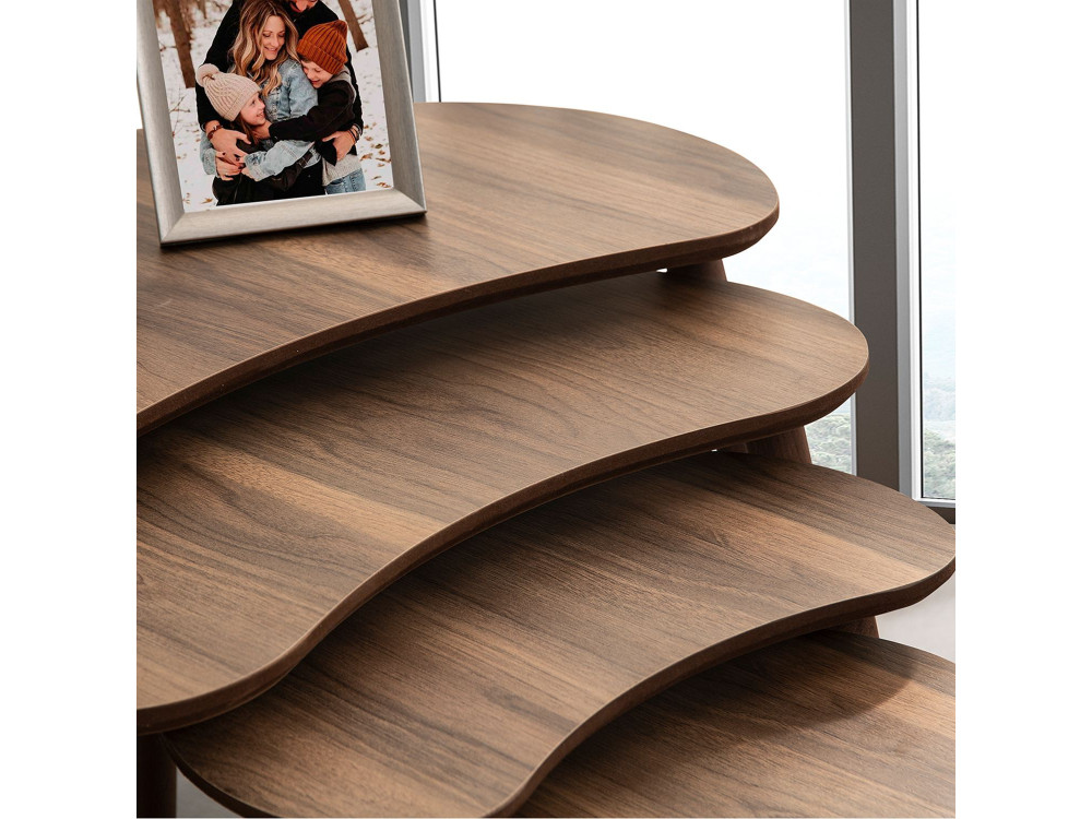 Moon" houten nesttafel (4 stuks) 40 x 75 x 55 cm - Notelaar