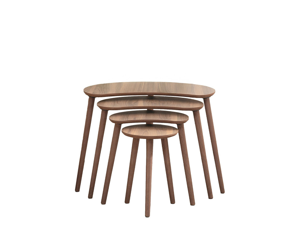 Moon" houten nesttafel (4 stuks) 40 x 75 x 55 cm - Notelaar