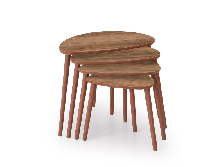 Nora" 4-delige houten nesttafel 68 x 45 x 55 cm - Notelaar