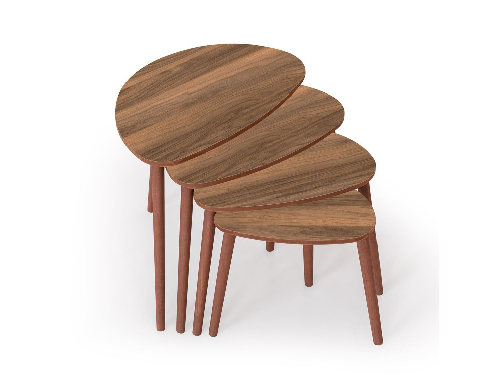 Nora" 4-delige houten nesttafel 68 x 45 x 55 cm - Notelaar