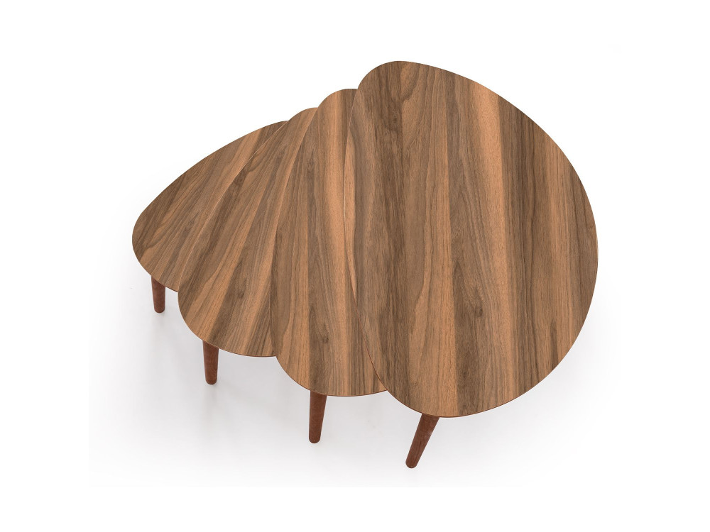 Nora" 4-delige houten nesttafel 68 x 45 x 55 cm - Notelaar