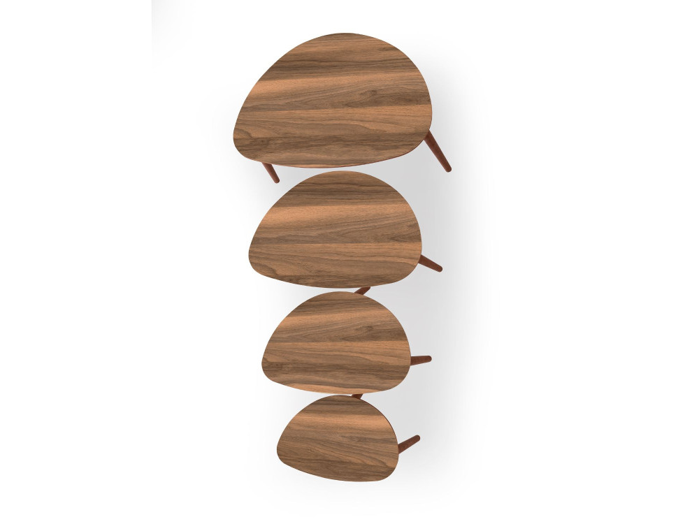 Nora" 4-delige houten nesttafel 68 x 45 x 55 cm - Notelaar