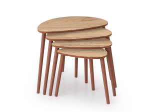 Nora" 4-delige houten nesttafel 68 x 45 x 55 cm - Eik