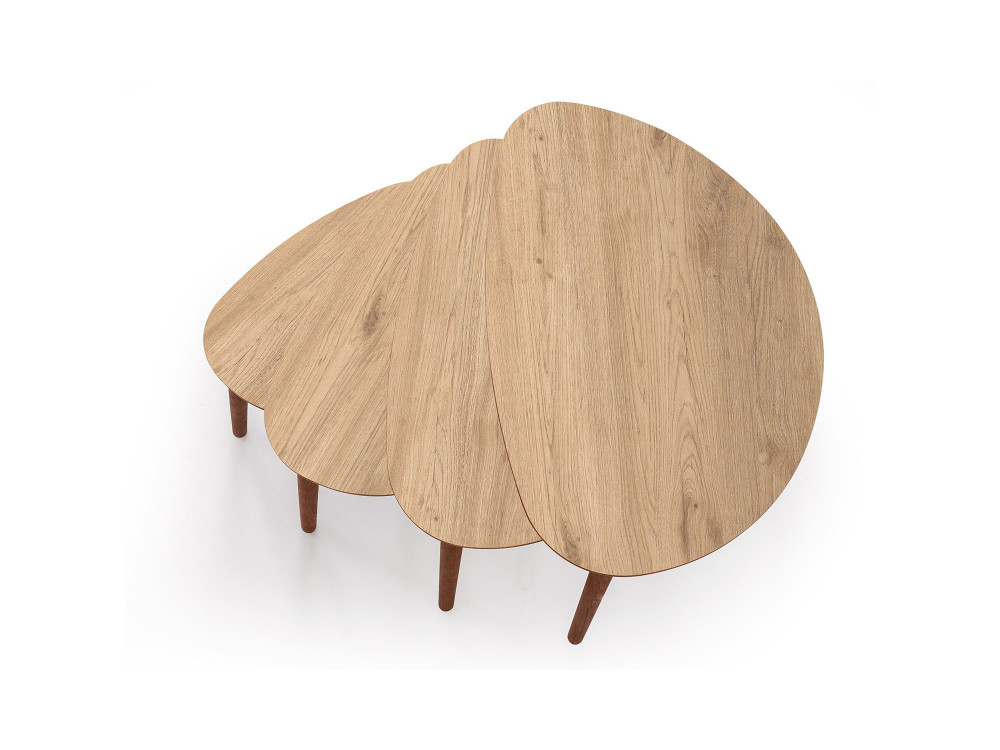 Nora" 4-delige houten nesttafel 68 x 45 x 55 cm - Eik
