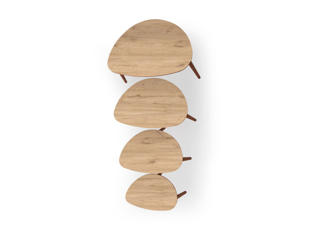 Nora" 4-delige houten nesttafel 68 x 45 x 55 cm - Eik