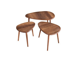 Houten salontafelset "Alvin" 80 x 52 x 50 cm - Notelaar