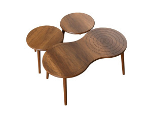 Marlo" houten salontafel set 100 x 50 x 45 cm - Notelaar
