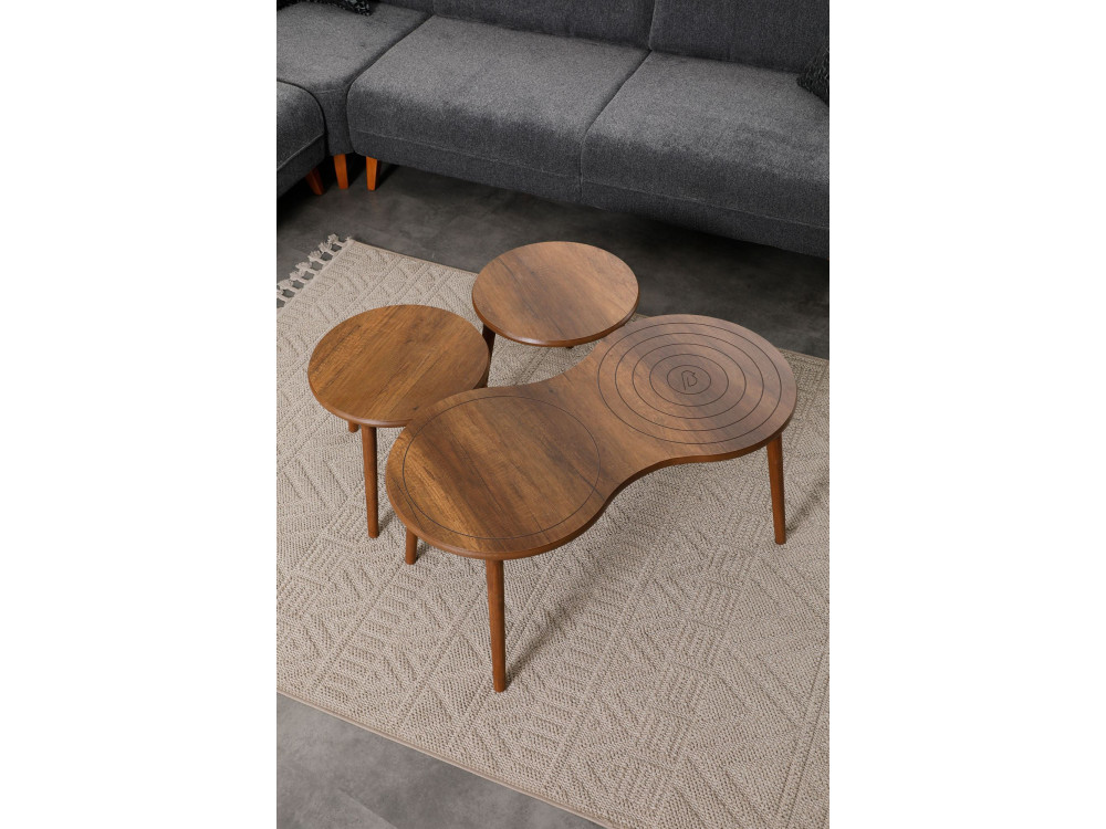Marlo" houten salontafel set 100 x 50 x 45 cm - Notelaar